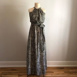 Leifsdottir halter style, botanical print maxi